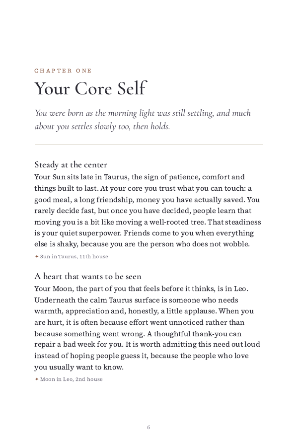 First page of chapter one, Your Core Self